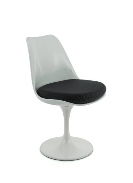 istock Modern White Plastic Chair with Black Cushion 1001503214