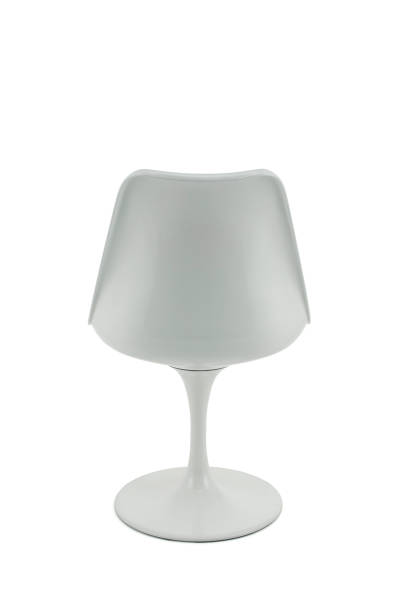 Modern White Plastic Chair with Black Cushion