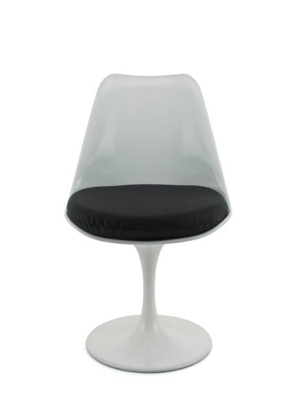 istock Modern White Plastic Chair with Black Cushion 1001503224