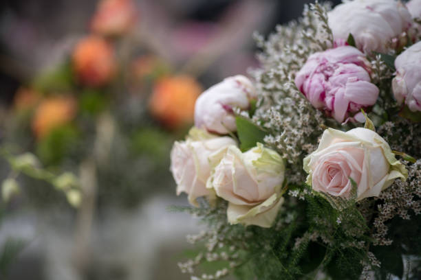 Bouquet of ranunculus flowers outdoors, Europe. Nikon D850.