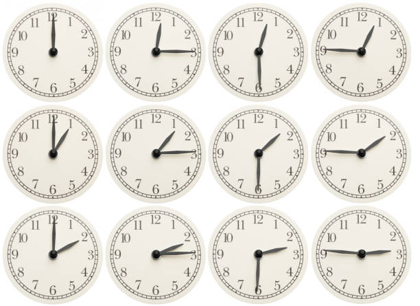 istock Set of office clocks showing various time isolated on white background 1001514810