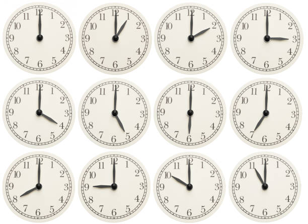 istock Set of office clocks showing various time isolated on white background 1001514864