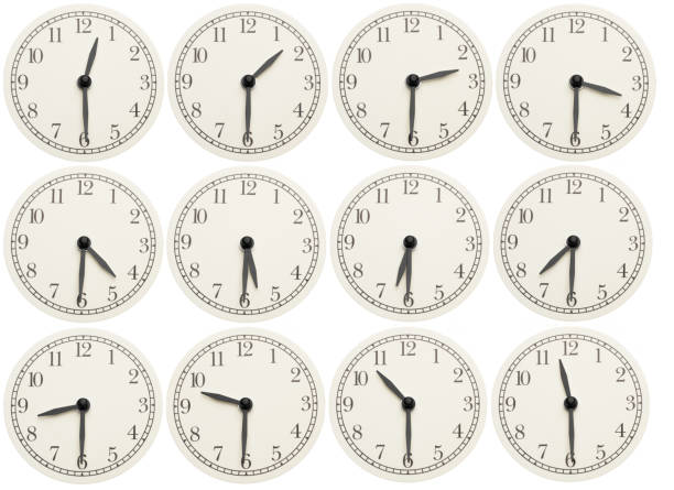 istock Set of office clocks showing various time isolated on white background 1001514934