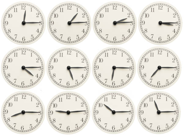 istock Set of office clocks showing various time isolated on white background 1001515026