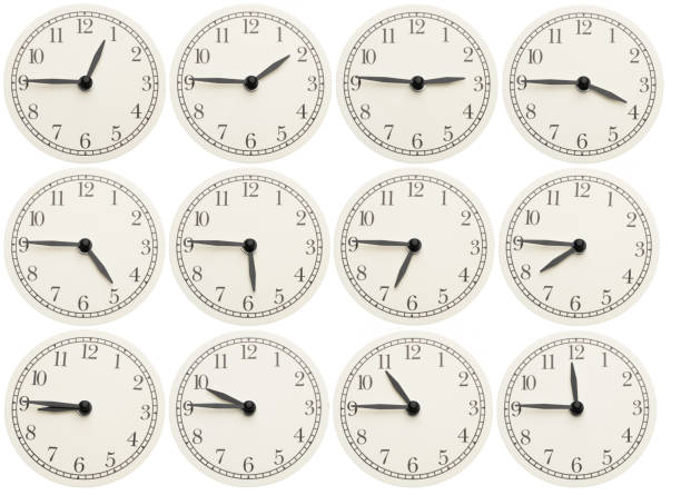 istock Set of office clocks showing various time isolated on white background 1001515166