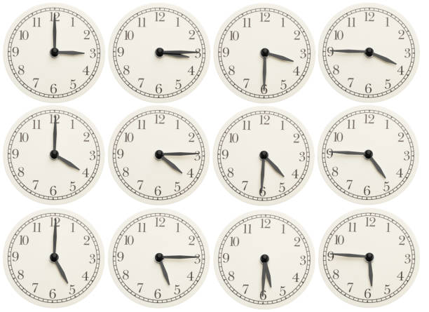 istock Set of office clocks showing various time isolated on white background 1001515310