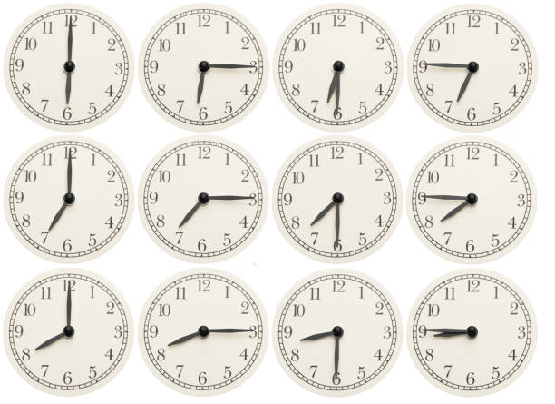 istock Set of office clocks showing various time isolated on white background 1001515374