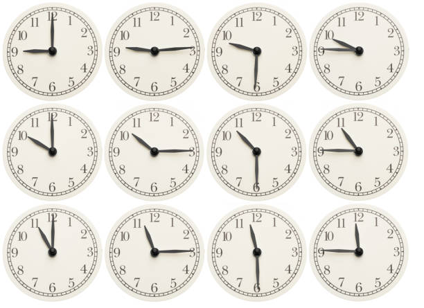 istock Set of office clocks showing various time isolated on white background 1001515430