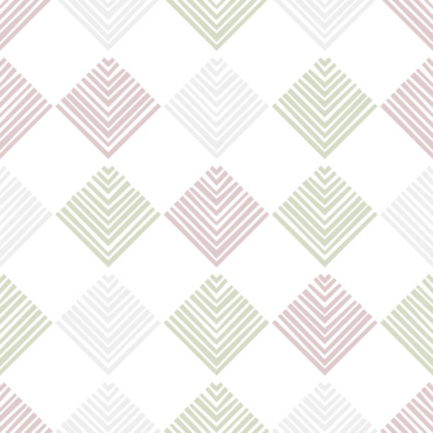 화이트 체크 무늬 기하학적 추상 완벽 한 패턴, 줄무늬 사각형 벡터 - pastel colored backgrounds high contrast outline stock illustrations