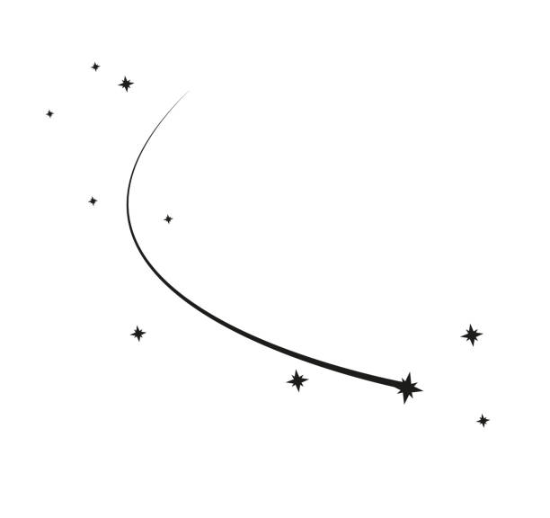 Abstract Falling Star Vector - Black Shooting Star with Elegant Star Trail on White Background - Meteoroid, Comet, Asteroid Abstract Falling Star Vector - Black Shooting Star with Elegant Star Trail on White Background - Meteoroid, Comet, Asteroid, Stars meteor stock illustrations