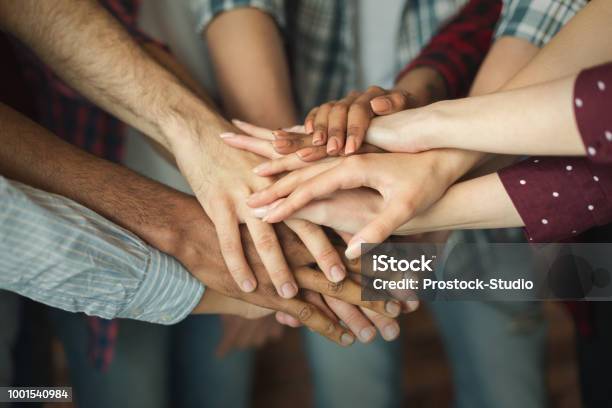 Group Of Friends Holding Hands Together Stock Photo - Download Image Now - Hand, Multiracial Group, Harmony