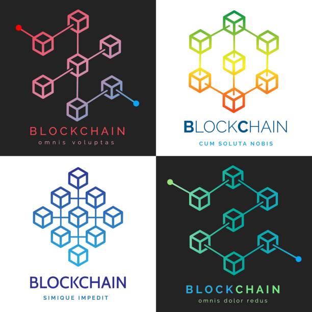 blockchain のロゴを設定 - ブロックチェーン点のイラスト素材／クリップアート素材／マンガ素材／アイコン素材