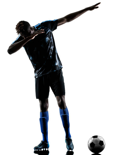 istock one african soccer player man isolated white background silhouet 1001562874