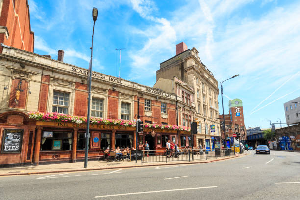 Leeds, UK - July 01, 2018: Traditional British pub in the centre of Leeds, West Yorkshire