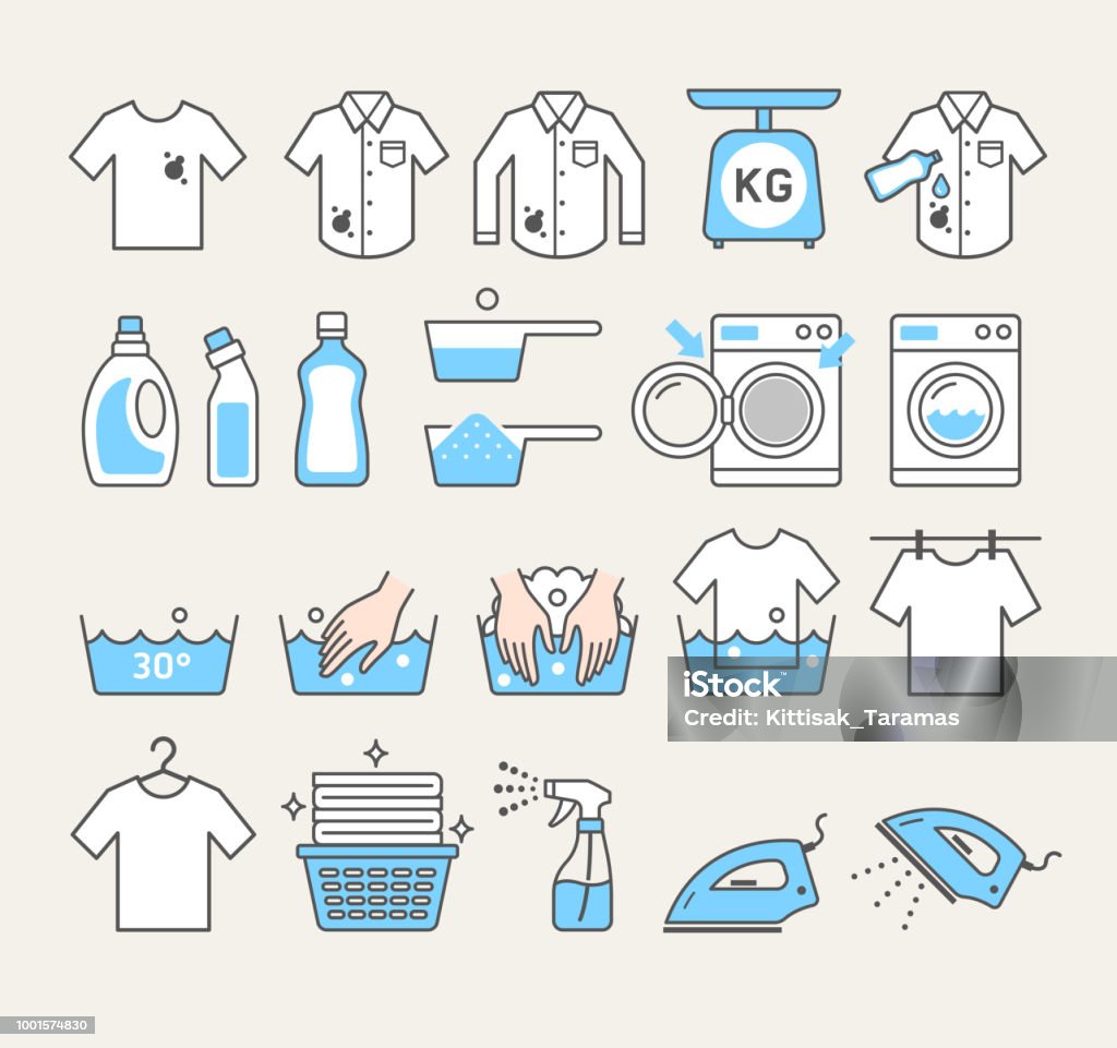 laundry service icons. Vector illustrations. Laundry stock vector