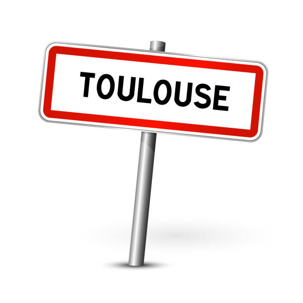 Toulouse France signboard - city road sign - signage board Vector illustration isolated on white background with soft shadow street name sign stock illustrations