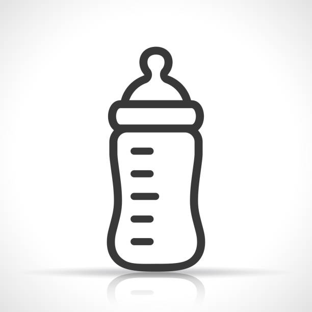 ilustraciones, imágenes clip art, dibujos animados e iconos de stock de botella de bebé sobre fondo blanco - biberón