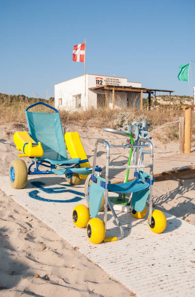 istock Beach with services for people with reduced mobility in Menorca 1001595644