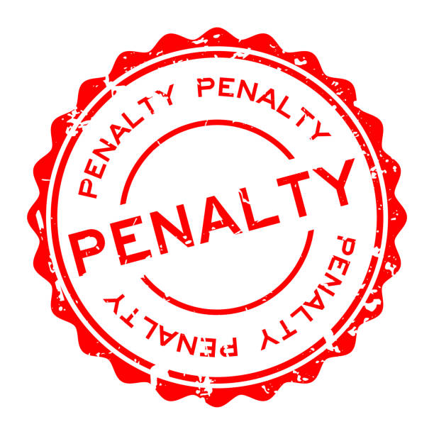 グランジ赤ペナルティ単語ラウンド白地シール スタンプ - penalty shot点のイラスト素材／クリップアート素材／マンガ素材／アイコン素材