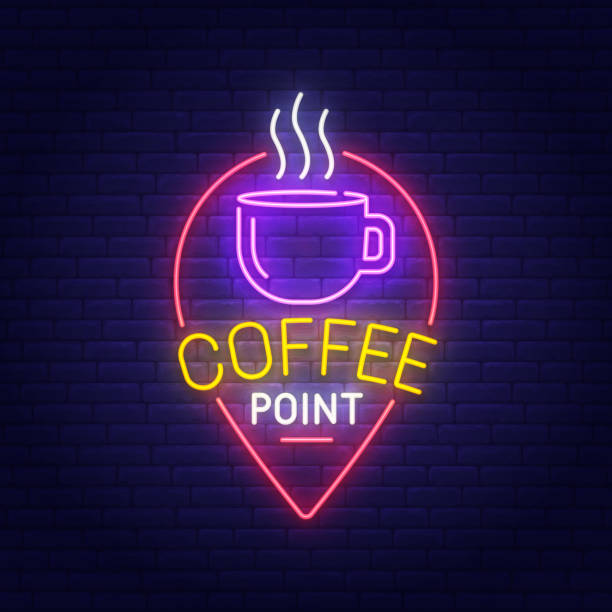 istock Coffee Point neon sign, bright signboard, light banner. Cafe and Cafeteria logo, emblem. Vector illustration 1001604642