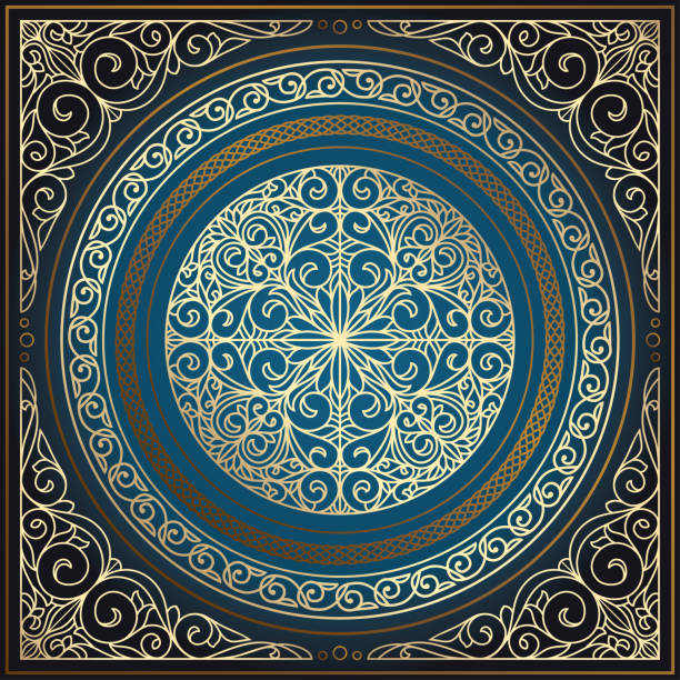 dekorativ verzierten ethnischen design - frame copy space fantasy scroll stock-grafiken, -clipart, -cartoons und -symbole