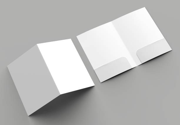 istock A4 size two pocket reinforced folder mock up isolated on gray background. 3D illustration. 1001618856