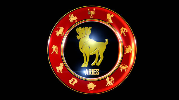 Aries Zodiac Wheel Zodiac Wheel universe colourful backdrop loops. Use them to enhance any astrology video presentation or motion graphics project. cancer astrology sign photos stock pictures, royalty-free photos & images