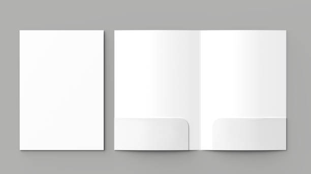 istock A4 size two pockets reinforced folder mock up isolated on gray background. 3D illustration. 1001622902