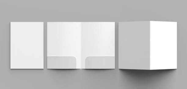 istock A4 size two pockets reinforced folder mock up isolated on gray background. 3D illustration. 1001625204