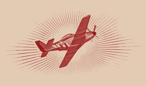 ilustraciones, imágenes clip art, dibujos animados e iconos de stock de guerra mundial ii p-51 mustang avión. - flying jet fighter plane air vehicle