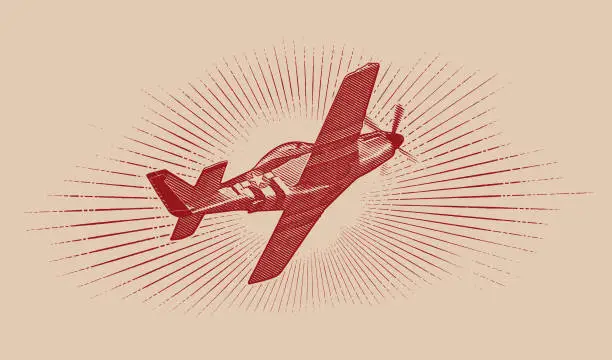 Vector illustration of World War II P-51 Mustang Airplane.