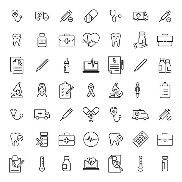 Set of premium healthcare icons in line style. Set of premium healthcare icons in line style. High quality outline symbol collection of medical. Modern linear pictogram pack of health. pulse orlando night club & ultra lounge stock illustrations
