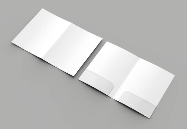 istock A4 size two pockets reinforced folder mock up isolated on gray background. 3D illustration. 1001629116