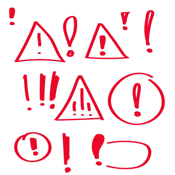 Set hand drawn Exclamation mark. Set hand drawn Exclamation mark. Attention sign icon. Hazard warning symbol. vector safe draw stock illustrations