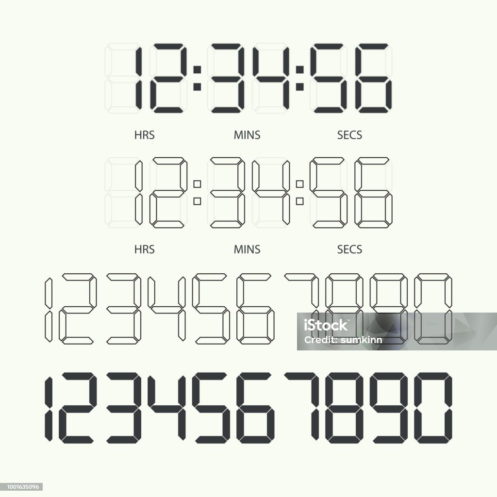 Digital Clock And Numbers Stock Illustration - Download Image Now ...