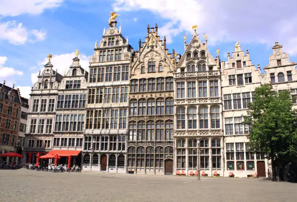 Medieval houses on Grand place in Antwerp, Belgium