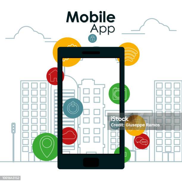 Technology App Drawing Mobile App Technology Stock Illustration - Download Image Now ...