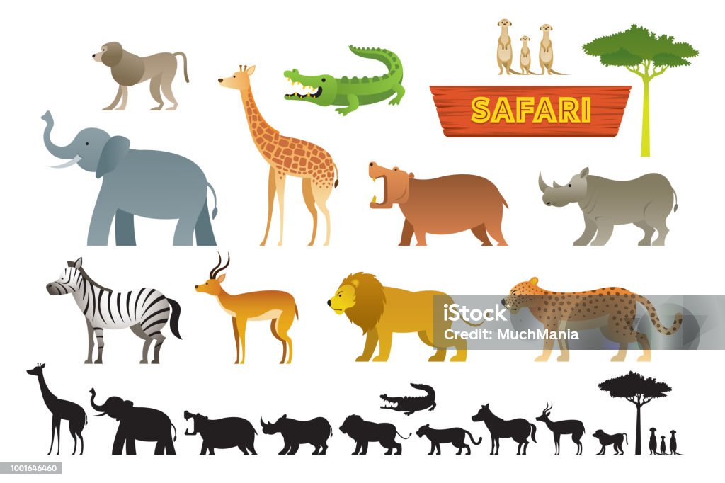 African Safari Animals Set Cute Animals, Nature and Wildlife Vector stock vector