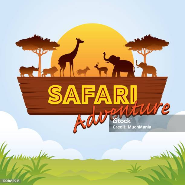African Safari Adventure Sign Stock Illustration - Download Image Now - Safari, Zoo, Logo