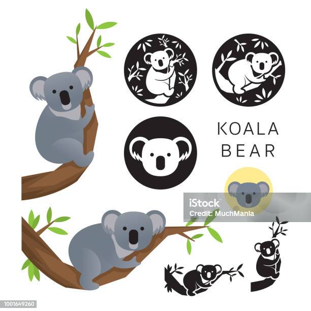 Koala Bear Vector Set Stock Illustration - Download Image Now - Koala, Vector, Icon Symbol