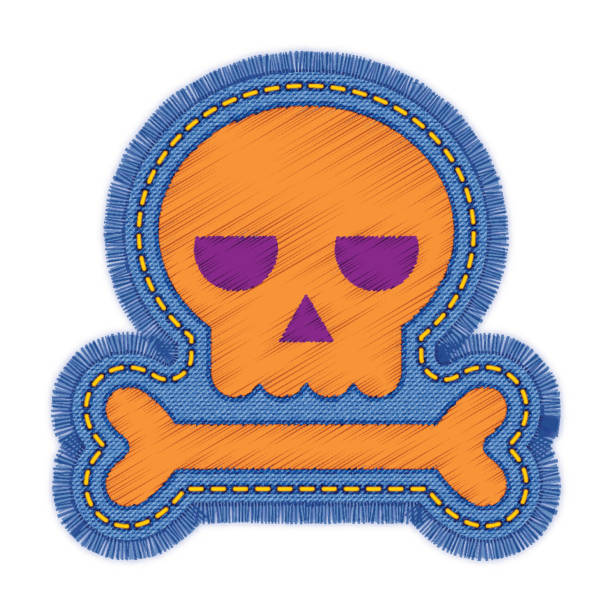 ilustrações de stock, clip art, desenhos animados e ícones de halloween skull embroidery patch design - pop art skull backgrounds pattern