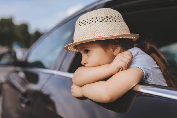 Cute toddler moving away from home
