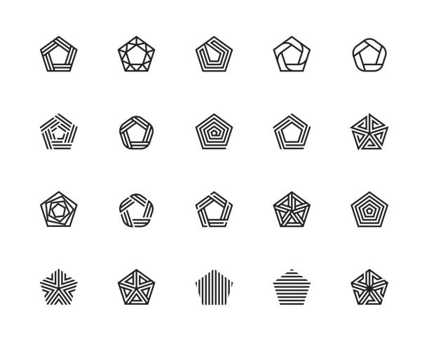 ilustrações de stock, clip art, desenhos animados e ícones de pentagon icons - pentagon