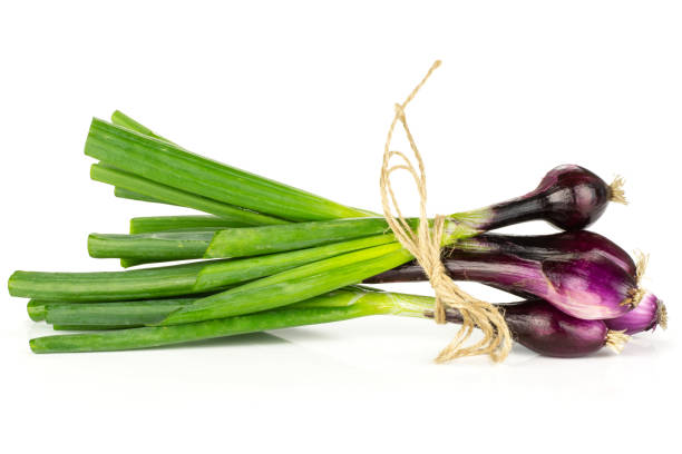 Fresh Raw green spring onion isolated on white stock photo