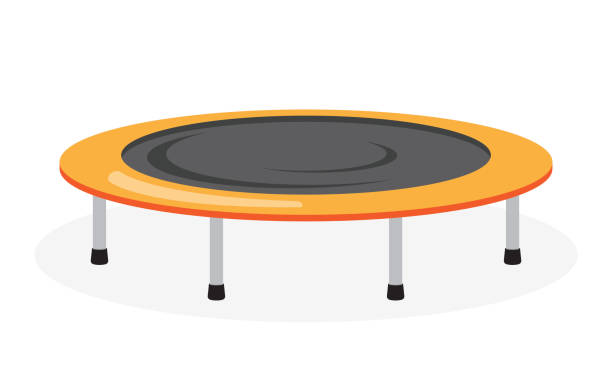 Trampoline icon on white background Jumping trampoline icon. Equipment for indoor or outdoor fitness, on white background, vector illustration trampoline stock illustrations