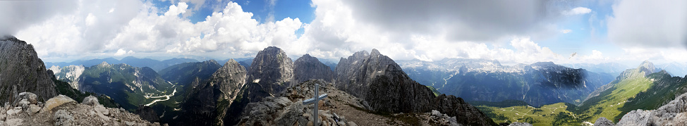 View on the western Julian Alps from Mount Spik Hude police on 2420 m on sunny summer day.