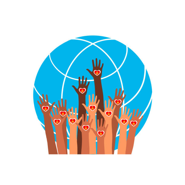 значок огня. руки с землей, люди мира, держащие земной шар - human hand earth moving up praying stock illustrations