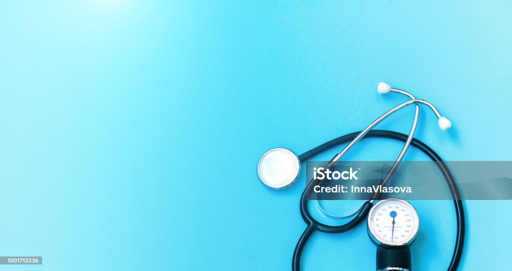 Healthcare concept. Medical background. Medical concept background. Stethoscope on doctor blue. Healthcare And Medicine Stock Photo