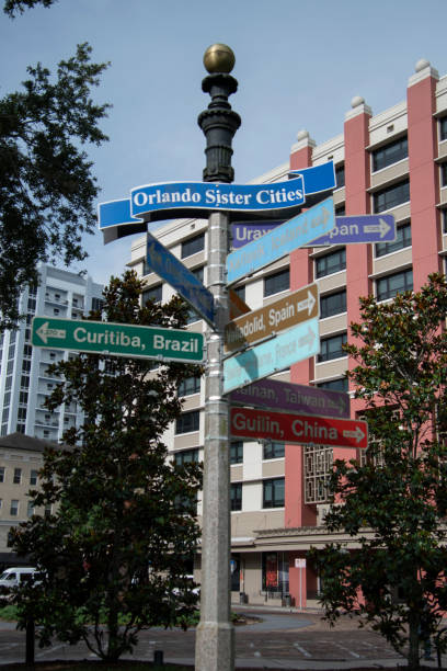 istock Directional sign in downtown Orlando 1001718284