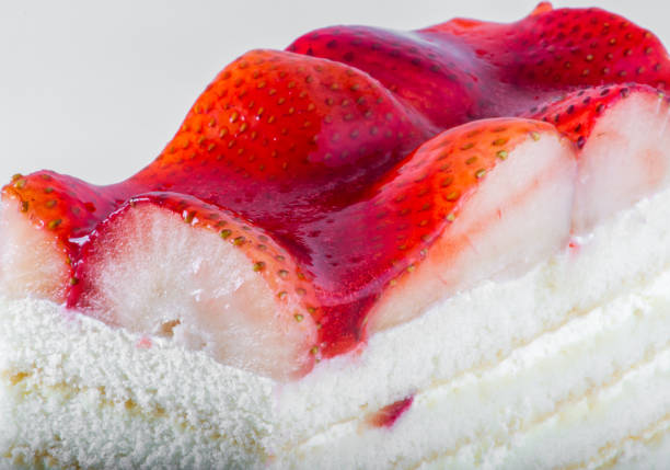 closeup for piece of strawberry cake
